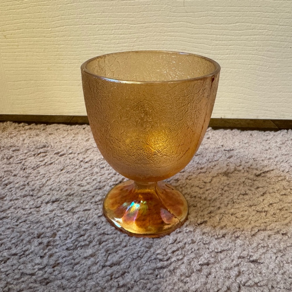 Vintage Gold Crackle Glass Goblet